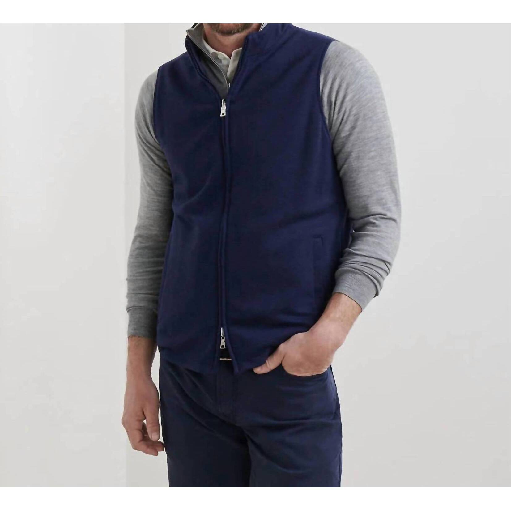 New Peter Millar Ryder Reversible Vest In Navy